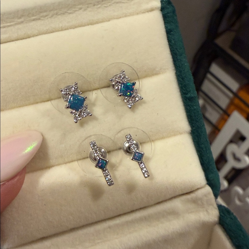 Set of two matching fire opal studs from bomb party